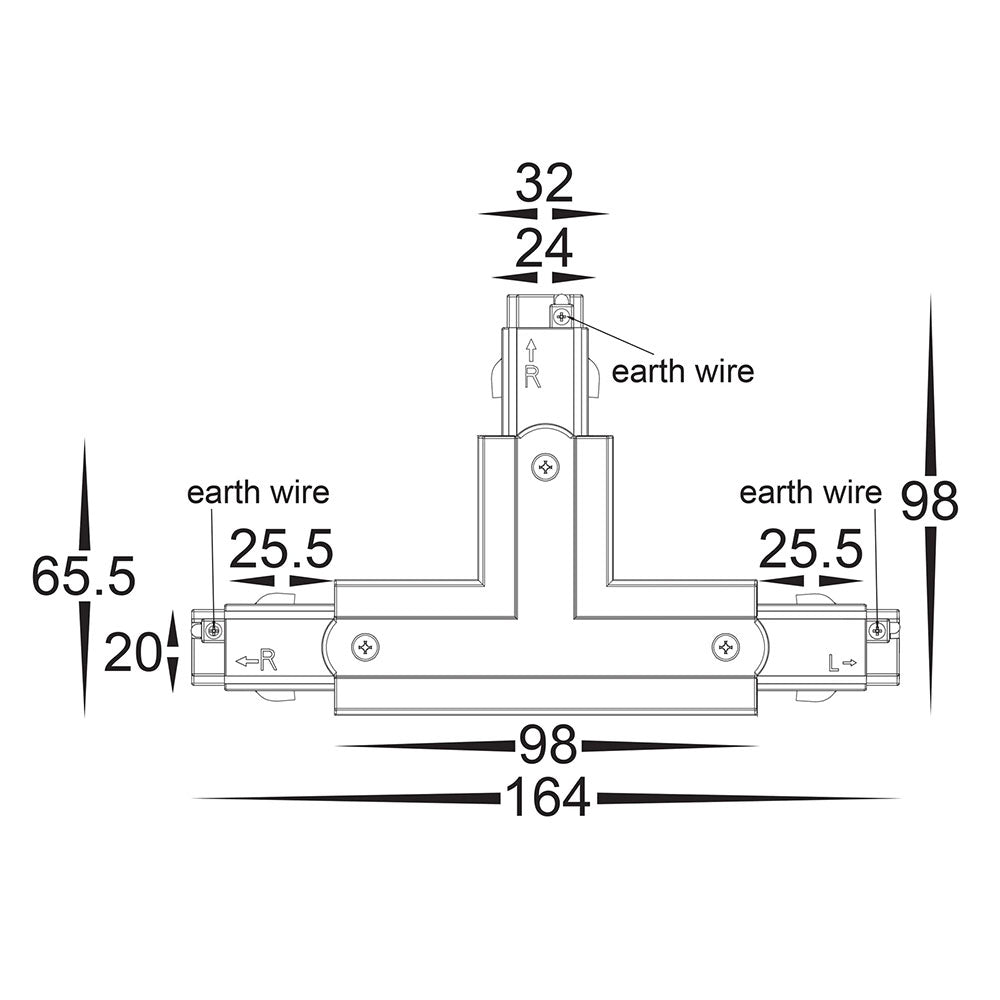 Astro Three Circuit T-Shape Connector Matt White - HCP-103300-TSC