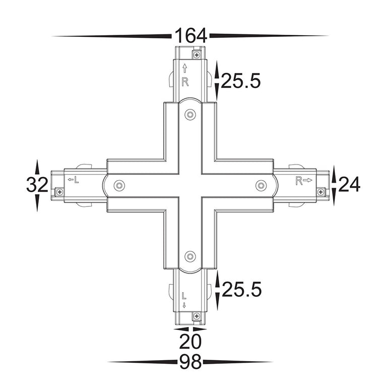Astro Three Circuit X-Shape Connector Matt White - HCP-103300-XSC
