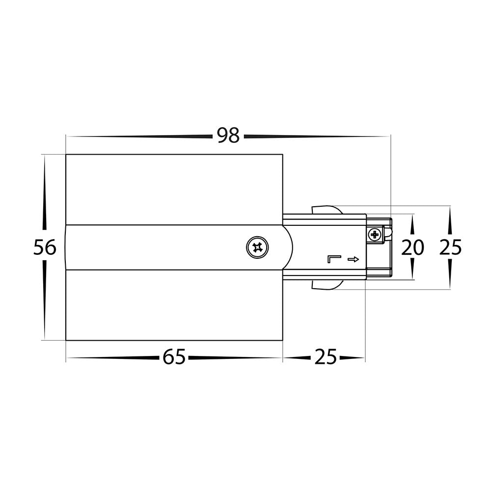 Astro Three Circuit Recessed Track Live End Matt Black - HCP-102301-LE