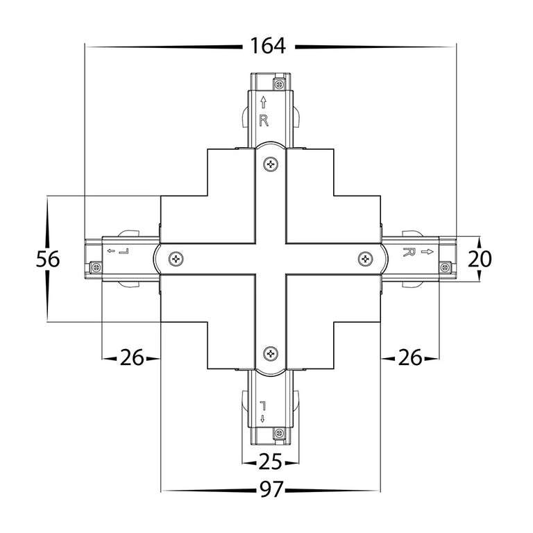 Astro Three Circuit Recessed Track X-Shape Connector Matt White - HCP-103301-XSC