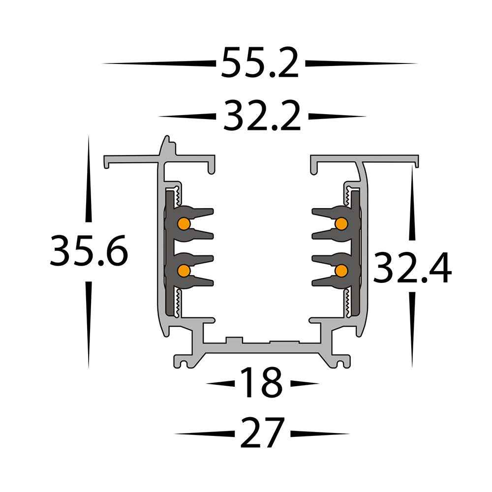 Astro Three Circuit 1 Meter Recessed Track Matt Black - HCP-102311