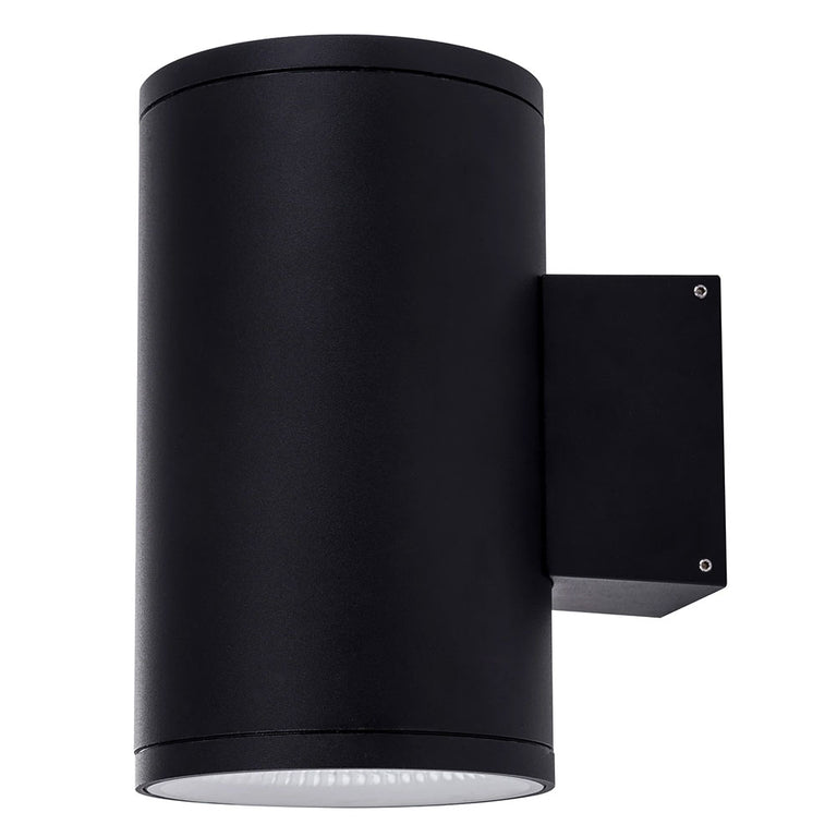 Volintas 2 x 15W 240V LED Up / Down Wall Pillar Light  Matt Black / Tri-Colour - HCP-212300