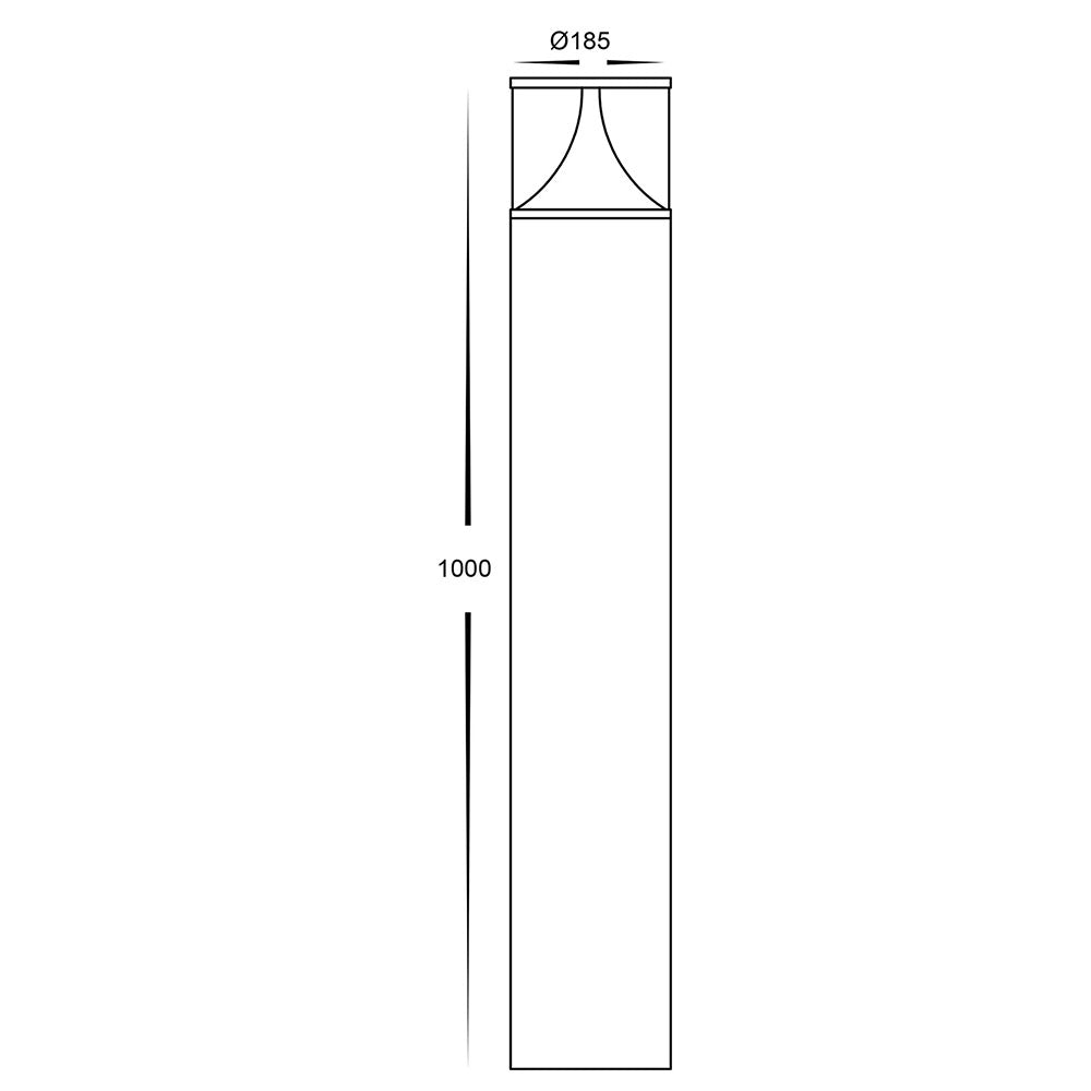 Roga 24W LED 1000mm Bollard 240V Black / Tri-Colour - HCP-262430