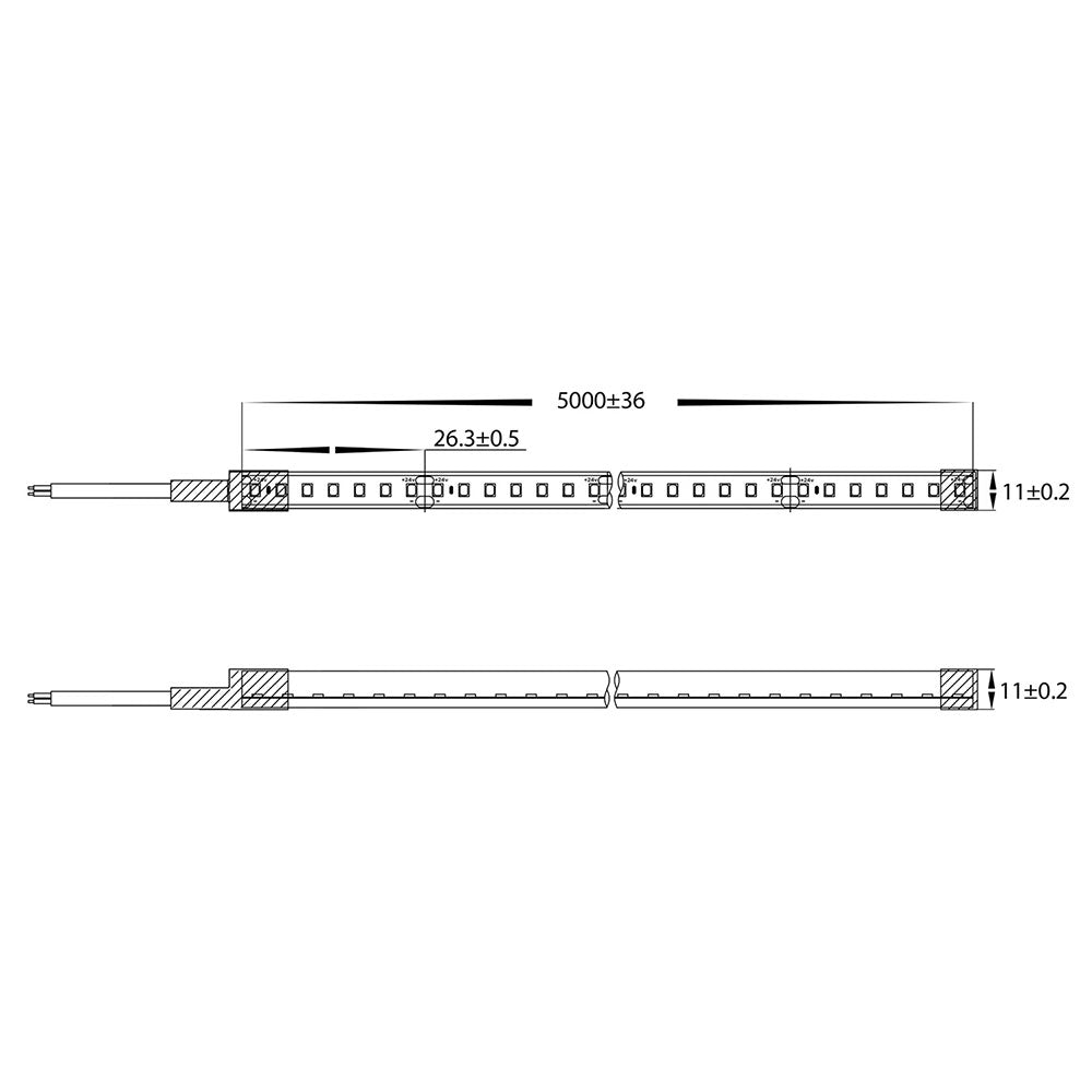 Deron 14.4W 24V DC 140LED IP67 Dimmable Square Haviflex Flexible Neon LED Strip Daylight - HCP-3663145