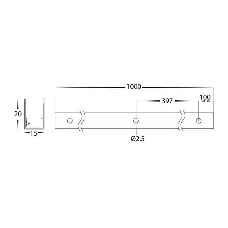 Deron Aluminium Channel To Suit 15x15mm Haviflex Flexible Neon LED Strip - HCP-3764-AC