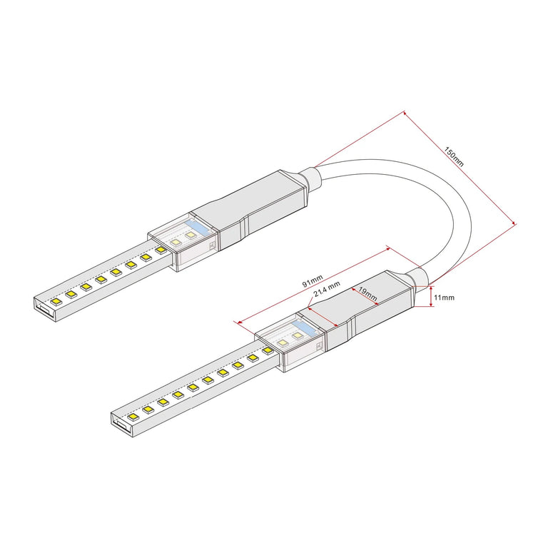 Furi Joiner With Cable To Suit 240V LED Strip By Havit Commercial - HCP-3865-JC