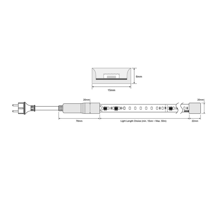 Furi 5W 240V AC 120LED IP65 Long Run Dimmable LED Strip Light Daylight - HCP-3865056