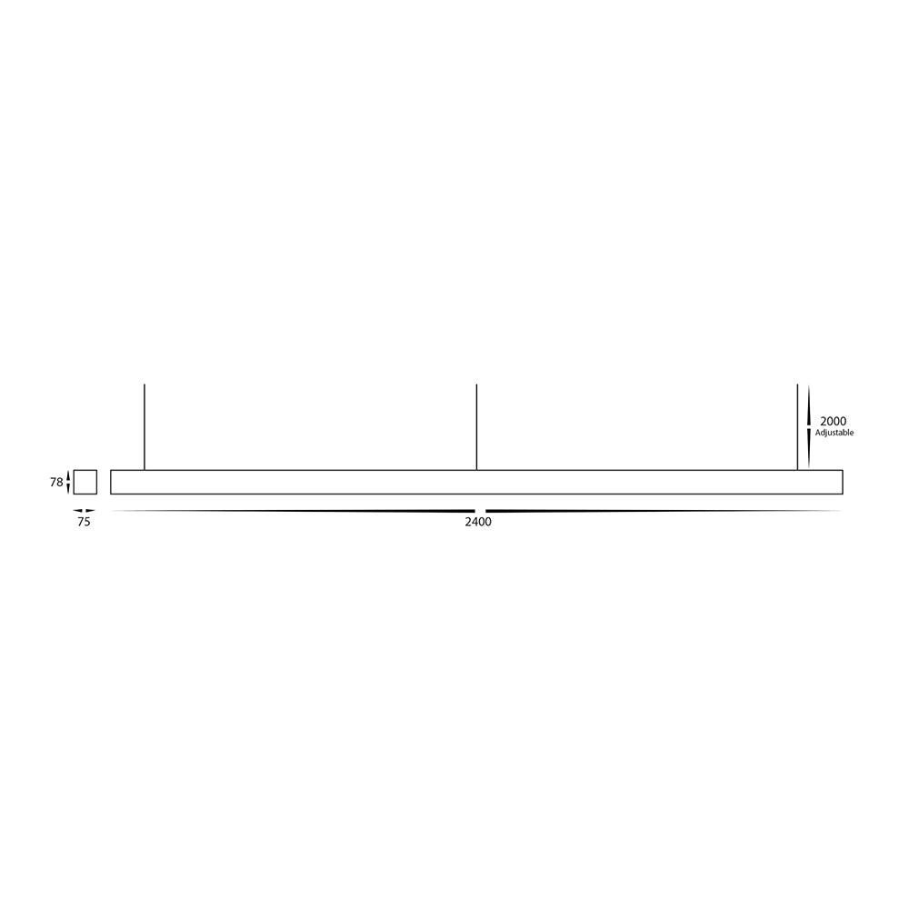 Proline 2400mm 96W LED Dali Dimmable Extension Matt Black / Tri-Colour - HCP-602964