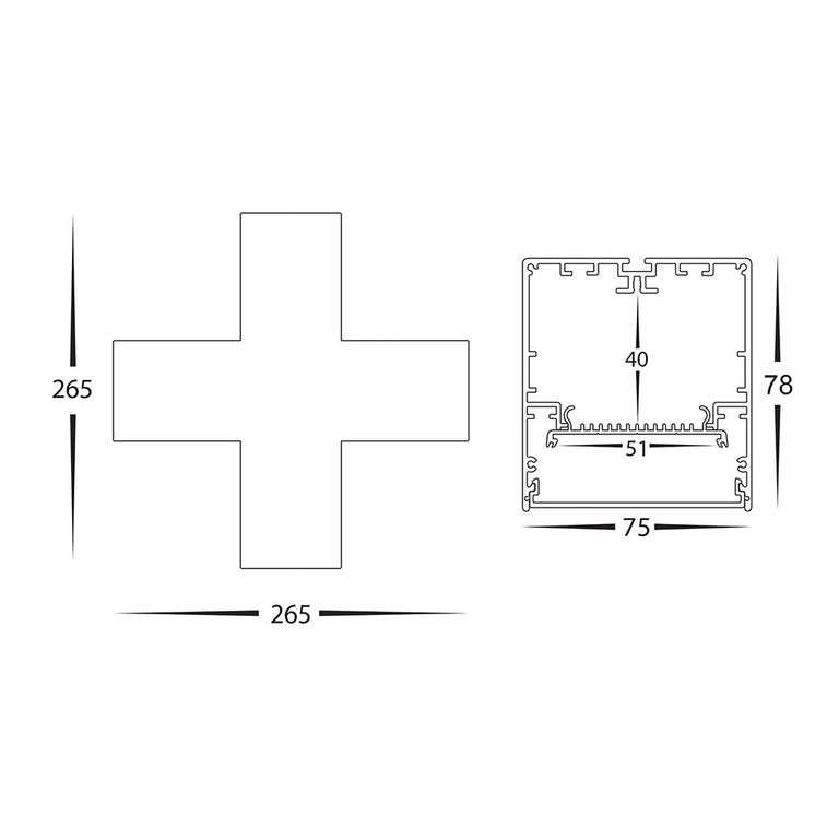 Proline 20W Dali Dimmable X-Shape Connector Matt Black / Tri-Colour - HCP-602004-X