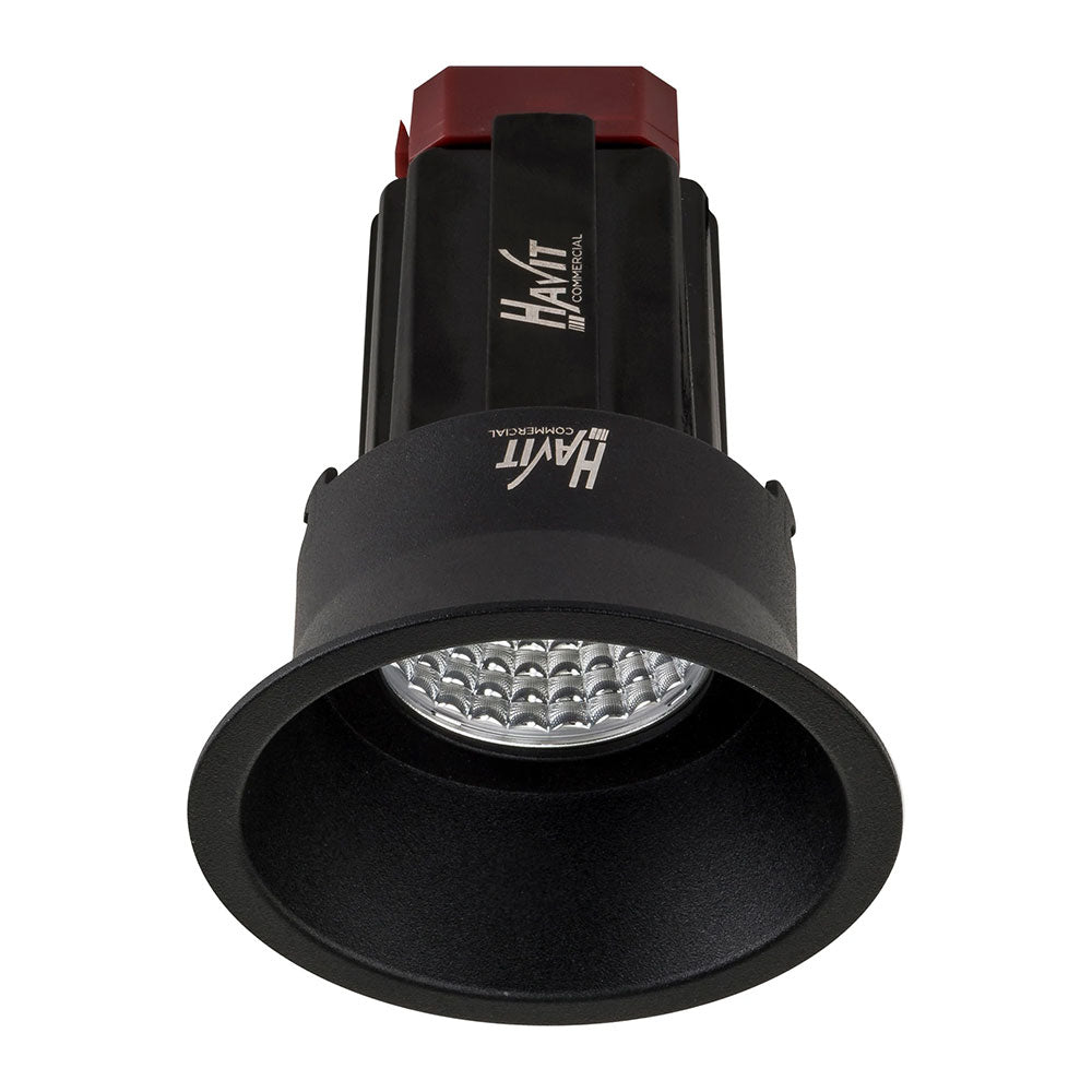 Lyra 9W Round Deep Fixed Recessed Triac Dimmable LED Downlight Black / Quinto - HCP-81220309
