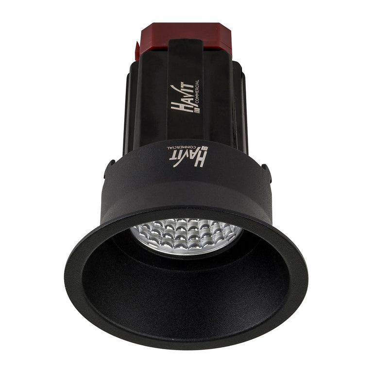 Lyra 9W Round Deep Fixed Recessed Triac Dimmable LED Downlight Black / Quinto - HCP-81220309