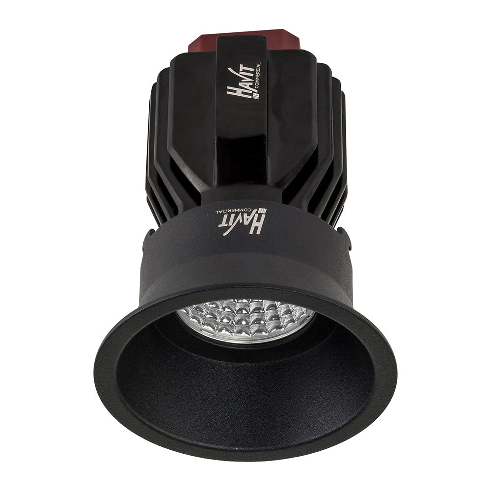 Lyra 17W Round Deep Fixed Recessed Triac Dimmable LED Downlight Black / Quinto - HCP-81220317