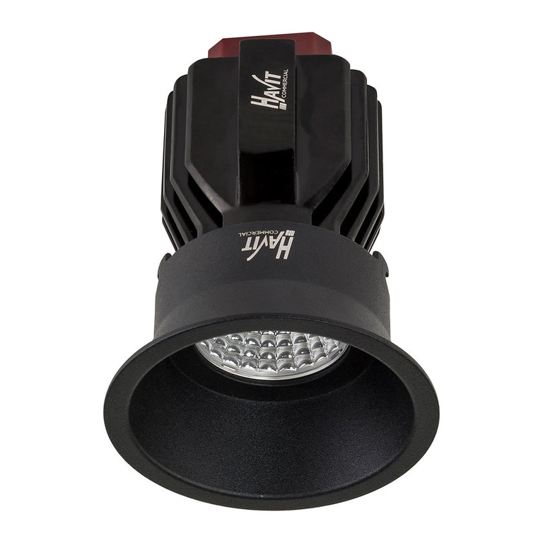 Lyra 17W Round Deep Fixed Recessed Triac Dimmable LED Downlight Black / Quinto - HCP-81220317