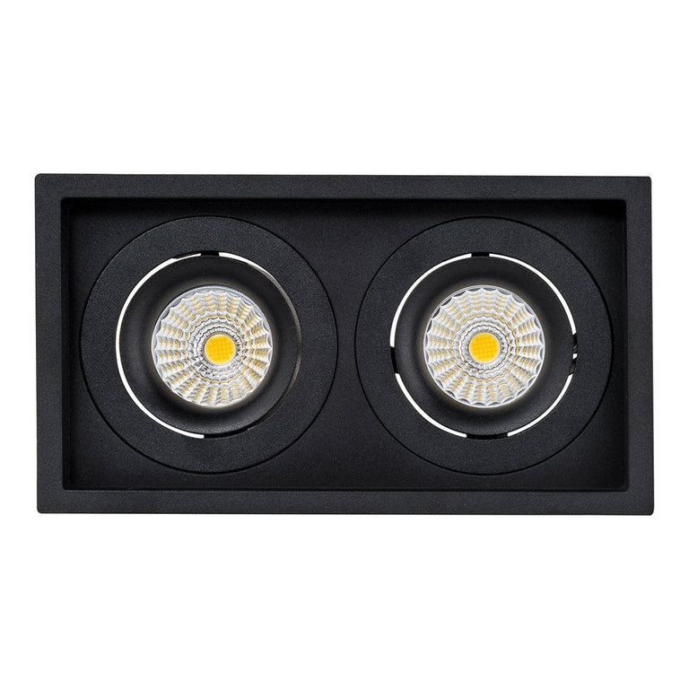 Lyra 2 x 9W Rectangular Tilt Recessed Triac Dimmable LED Downlight Black / Quinto - HCP-81221109
