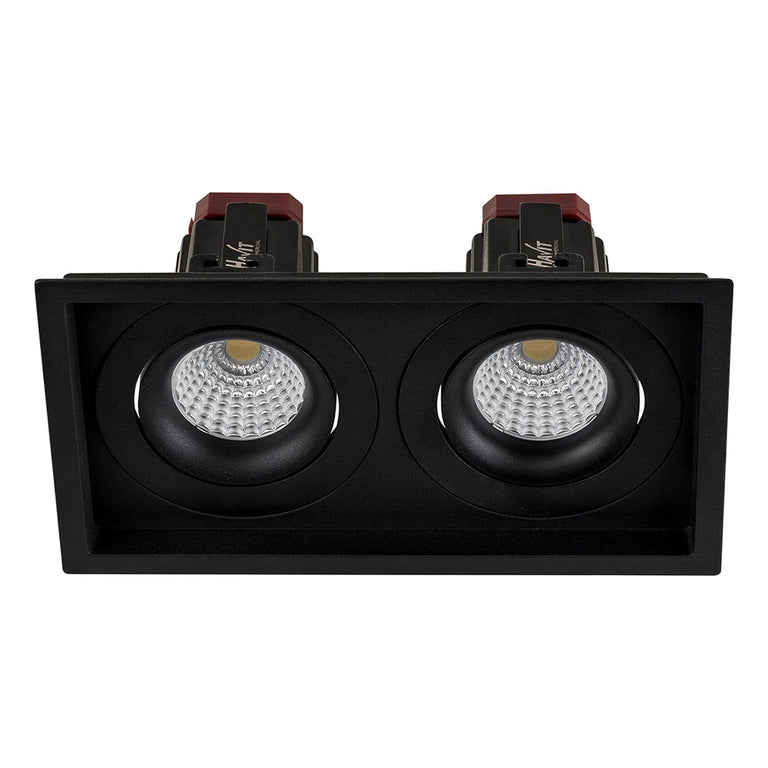 Lyra 2 x 9W Rectangular Tilt Recessed Triac Dimmable LED Downlight Black / Quinto - HCP-81221109