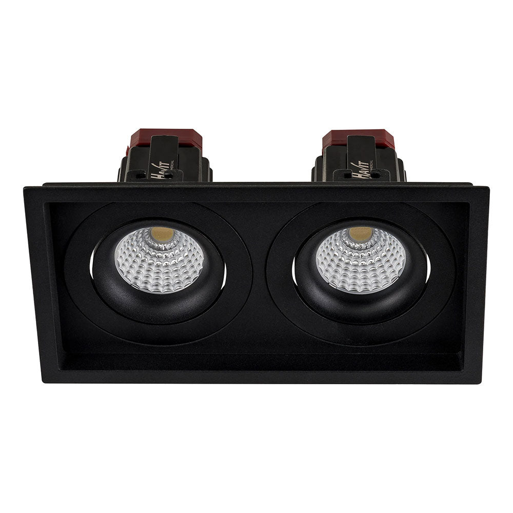 Lyra 2 x 13W Rectangular Tilt Recessed Triac Dimmable LED Downlight Black / Quinto - HCP-81221113