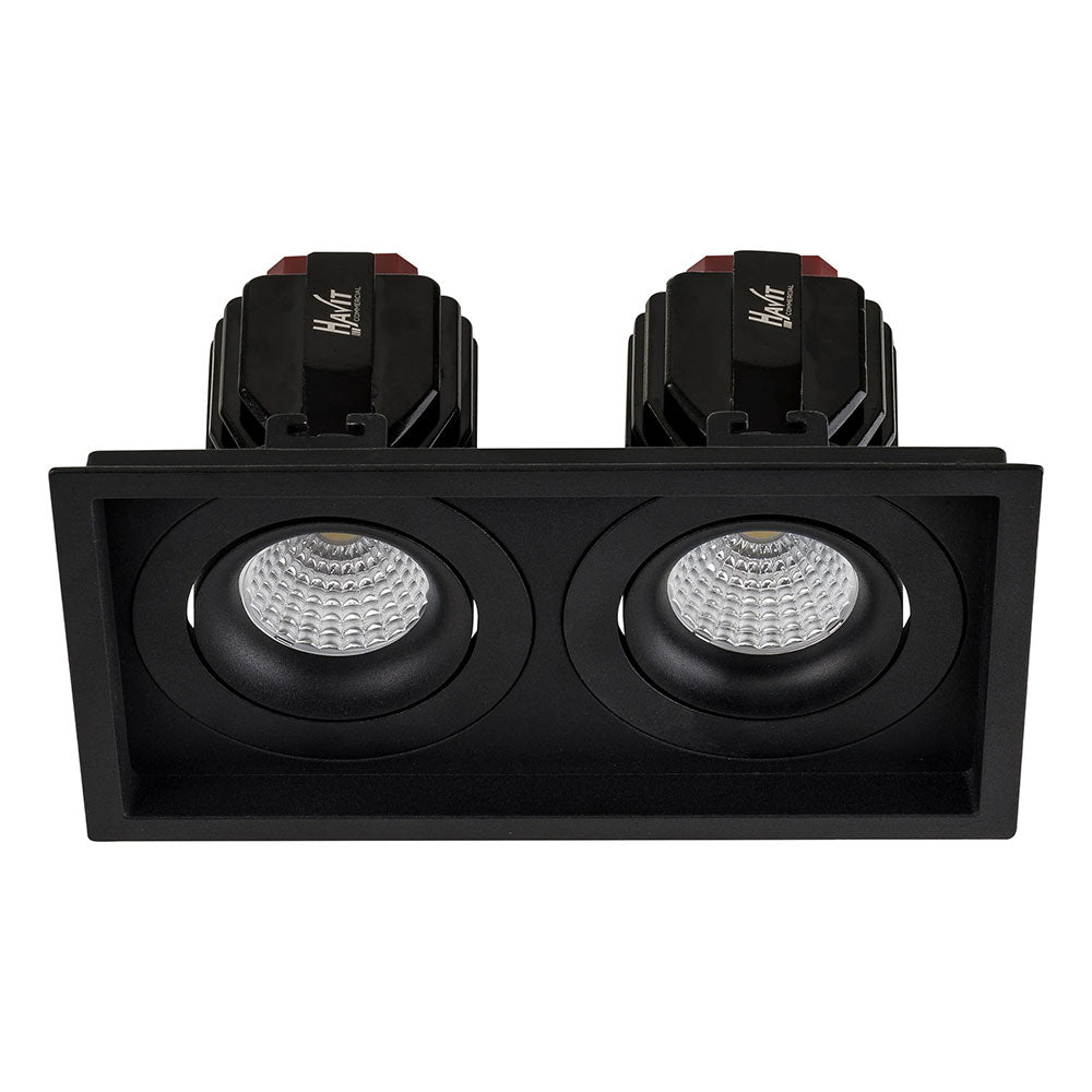 Lyra 2 x 17W Rectangular Tilt Recessed Triac Dimmable LED Downlight Black / Quinto - HCP-81221117