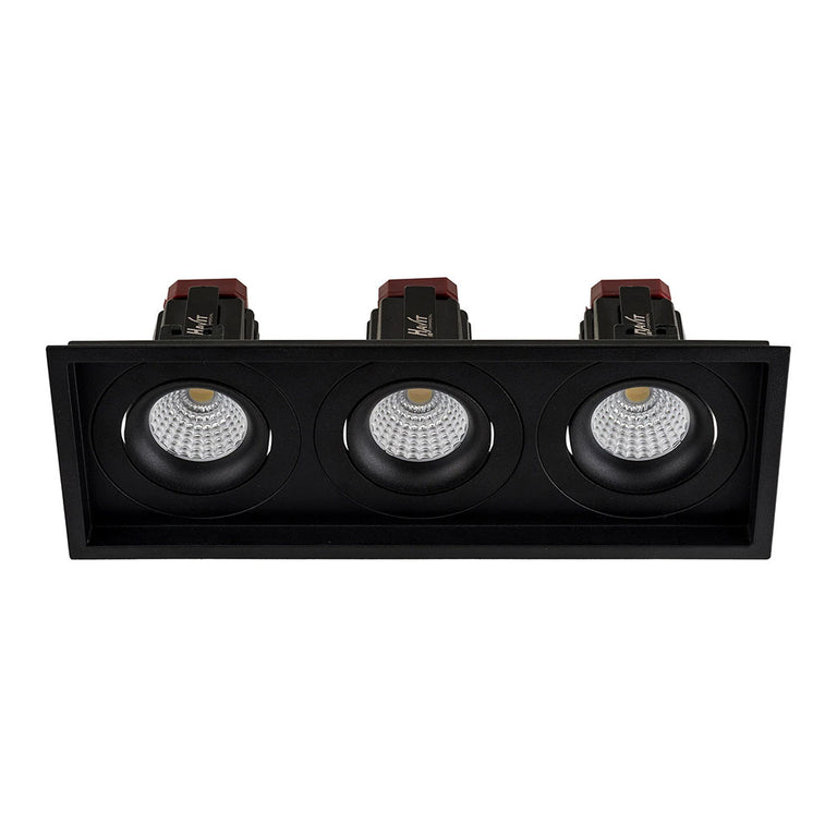Lyra 3 x 9W Rectangular Tilt Recessed Triac Dimmable LED Downlight Black / Quinto - HCP-81221209