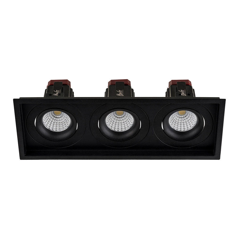 Lyra 3 x 13W Rectangular Tilt Recessed Triac Dimmable LED Downlight Black / Quinto - HCP-81221213
