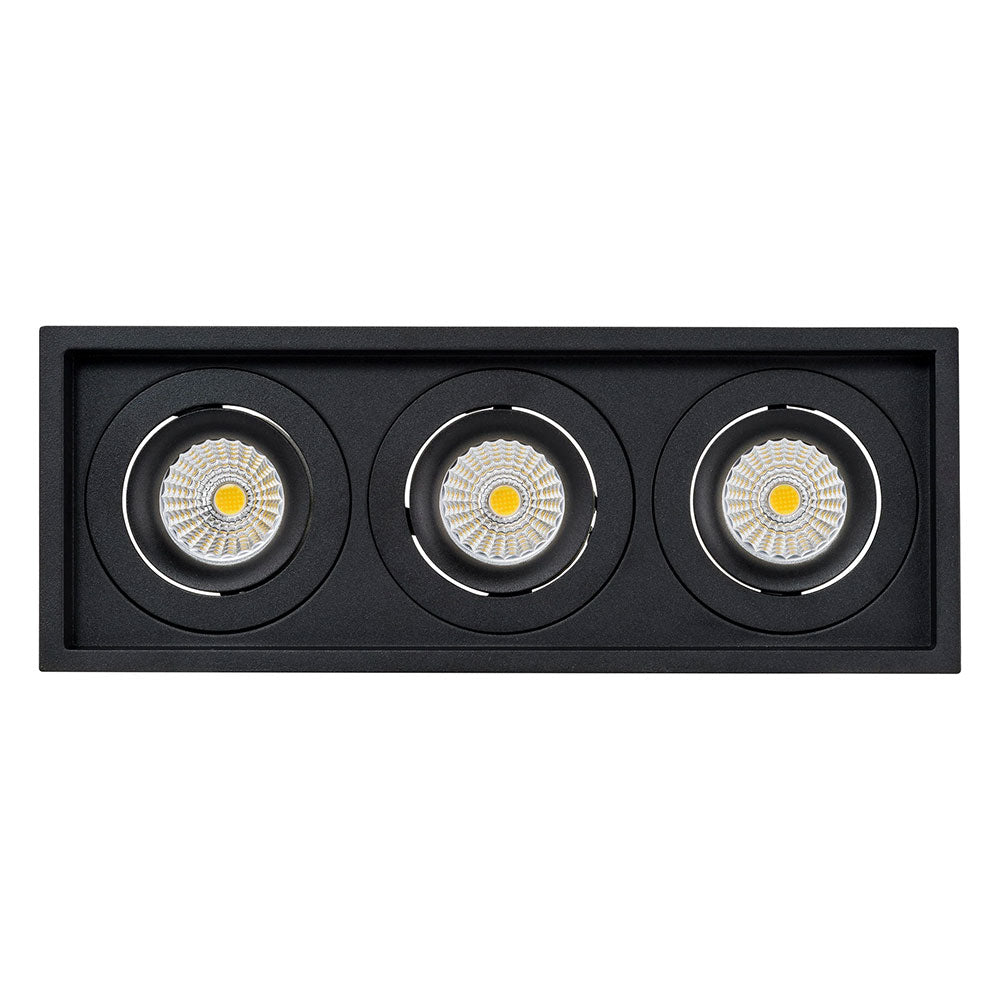 Lyra 3 x 17W Rectangular Tilt Recessed Dali Dimmable LED Downlight Black / Quinto - HCP-81241217