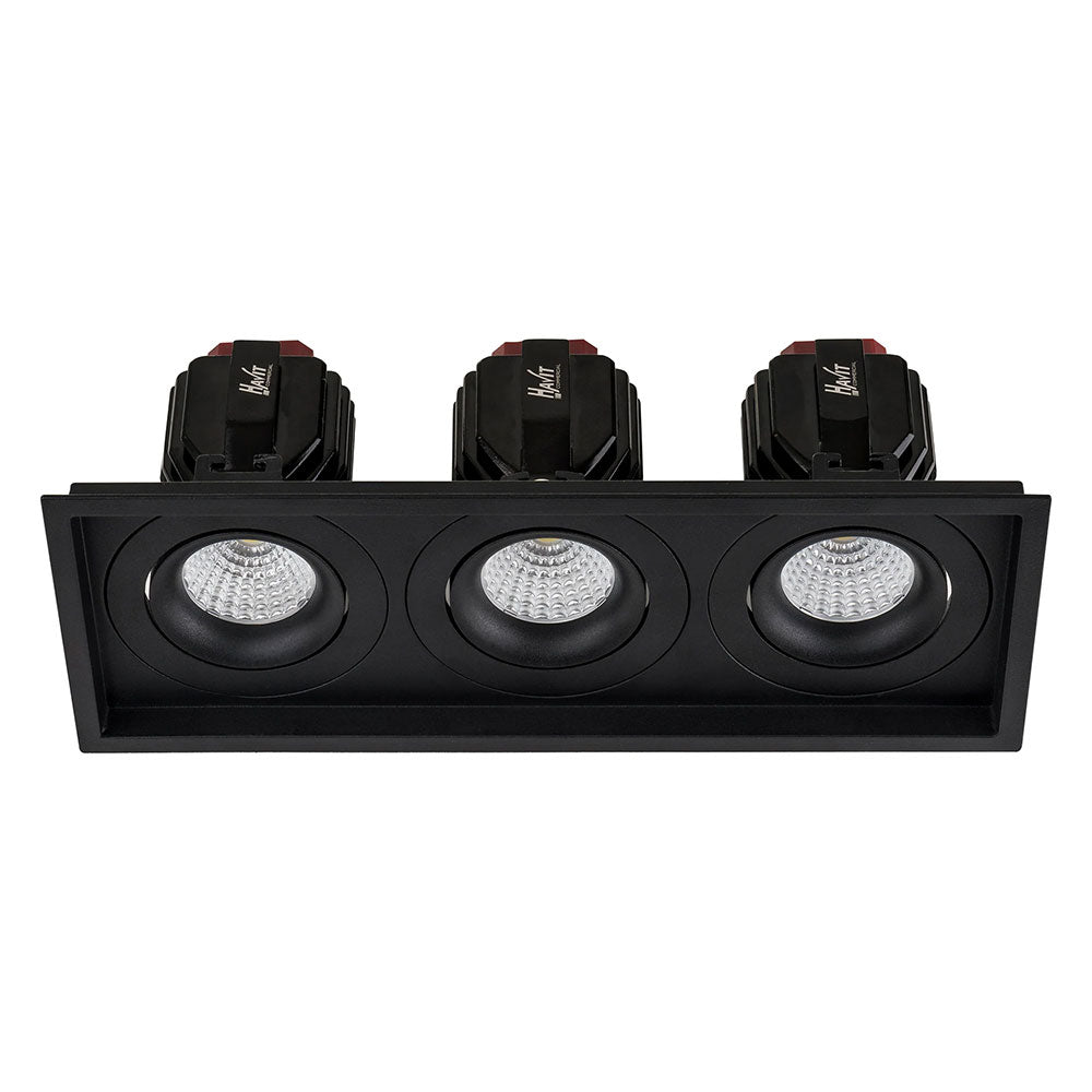 Lyra 3 x 17W Rectangular Tilt Recessed Triac Dimmable LED Downlight Black / Quinto - HCP-81221217