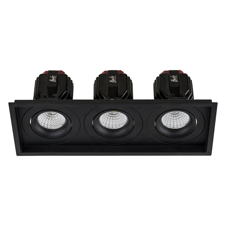 Lyra 3 x 17W Rectangular Tilt Recessed Triac Dimmable LED Downlight Black / Quinto - HCP-81221217