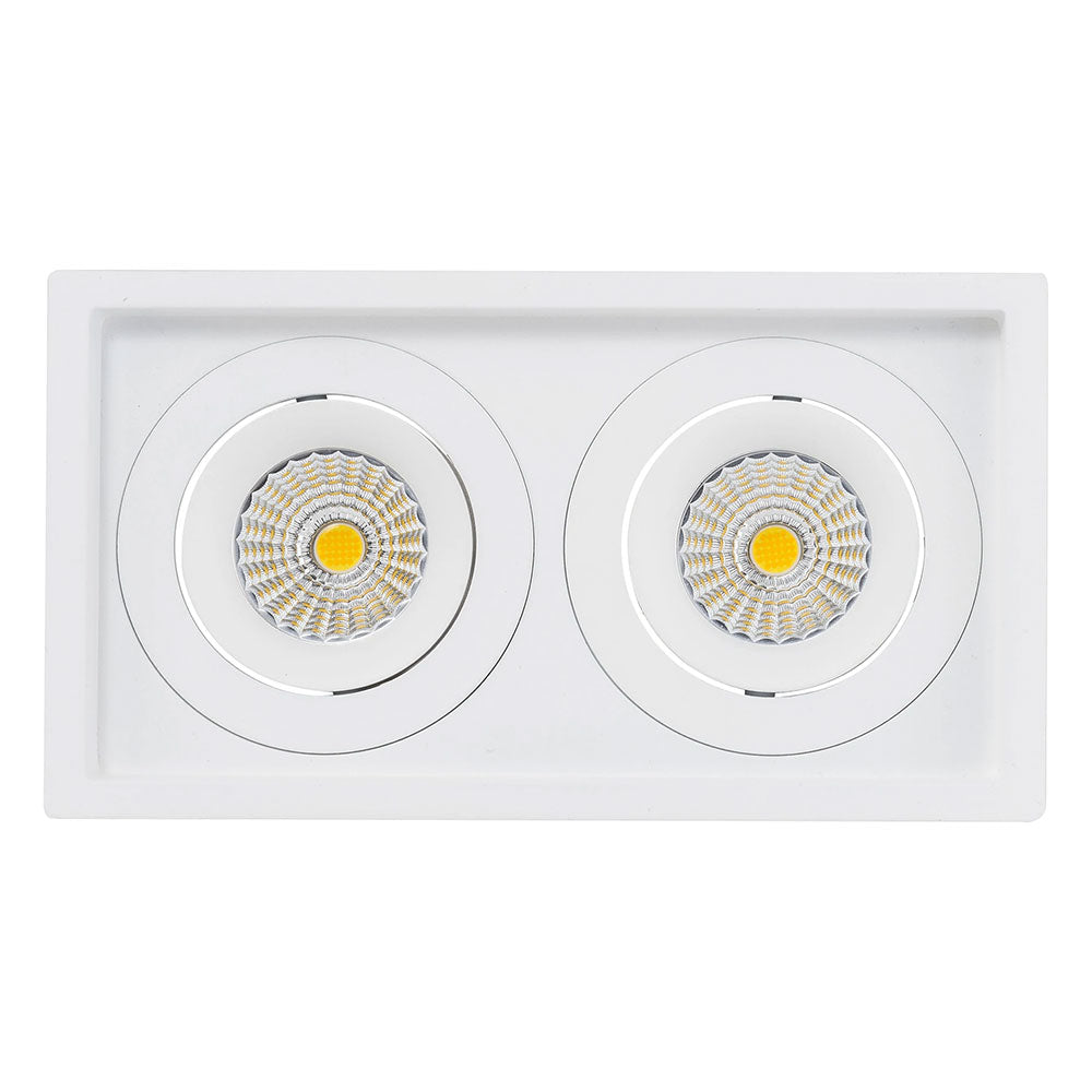 Lyra 2 x 13W Rectangular Tilt Recessed Dali Dimmable LED Downlight White / Quinto - HCP-81341113