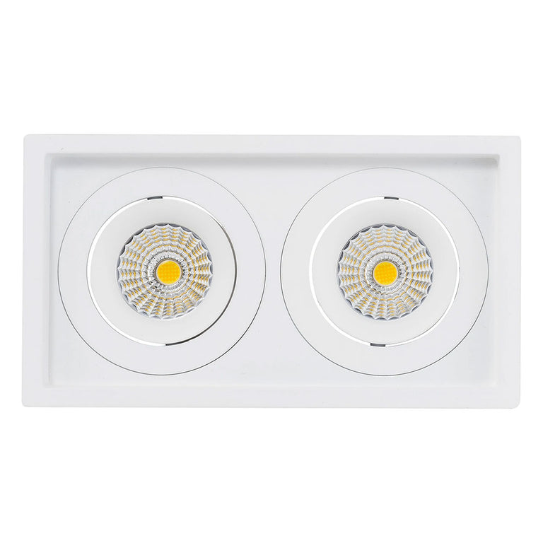 Lyra 2 x 9W Rectangular Tilt Recessed Dali Dimmable LED Downlight White / Quinto - HCP-81341109