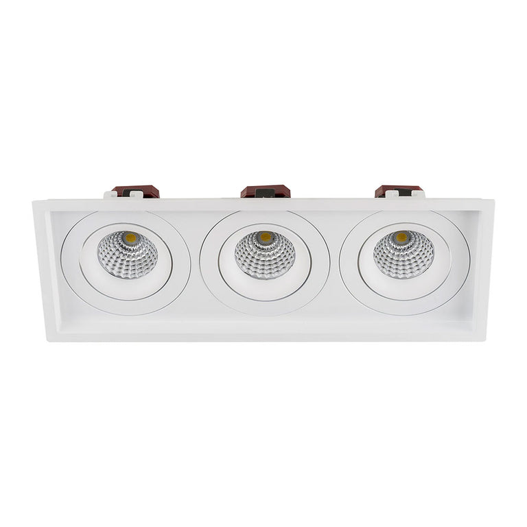 Lyra 3 x 6W Rectangular Tilt Recessed Triac Dimmable LED Downlight White / Quinto - HCP-81321206