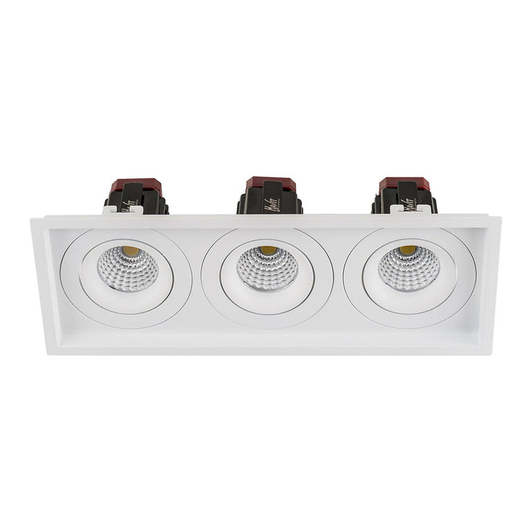 Lyra 3 x 9W Rectangular Tilt Recessed Dali Dimmable LED Downlight White / Quinto - HCP-81341209