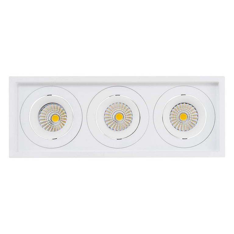 Lyra 3 x 17W Rectangular Tilt Recessed Triac Dimmable LED Downlight White / Quinto - HCP-81321217