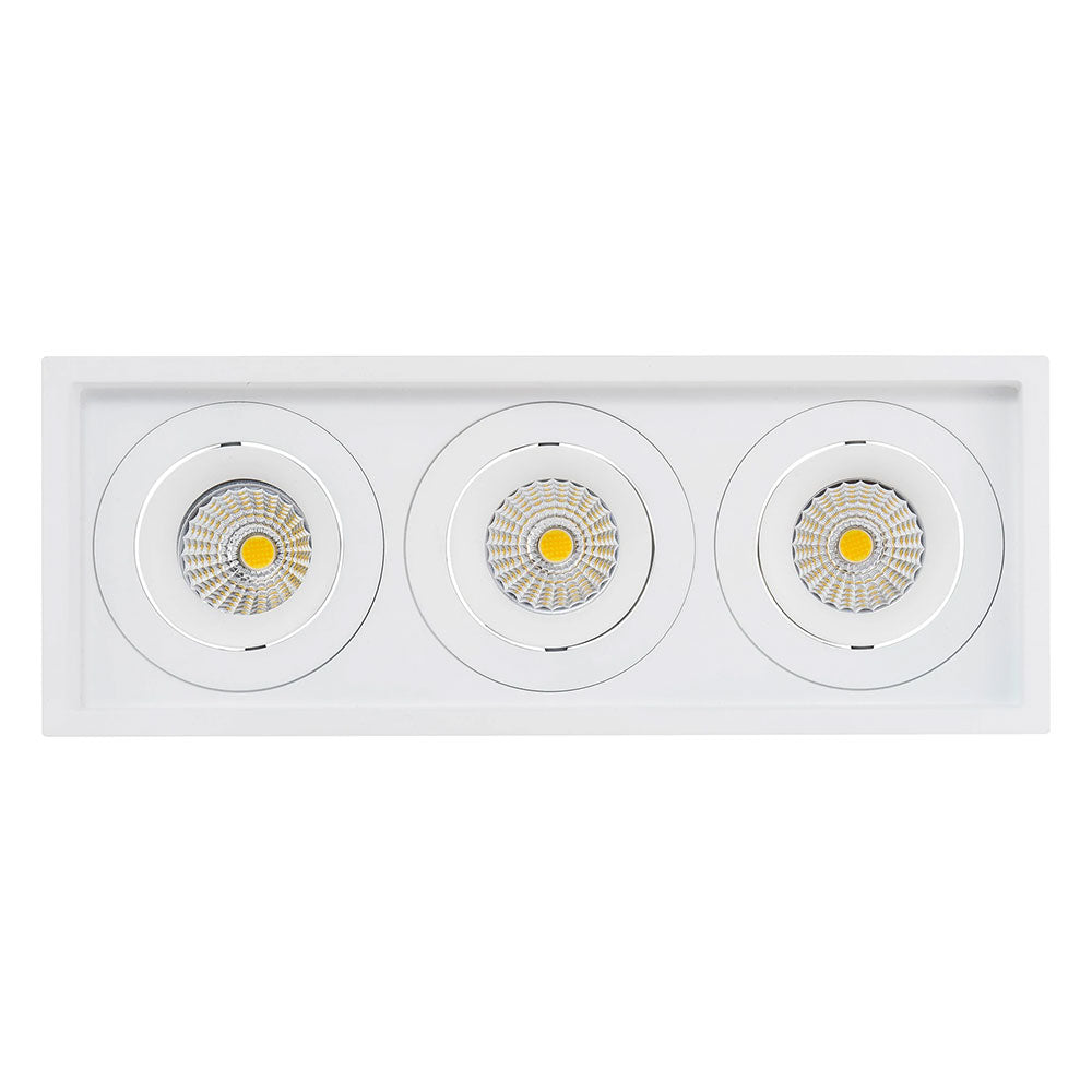 Lyra 3 x 17W Rectangular Tilt Recessed Dali Dimmable LED Downlight White / Quinto - HCP-81341217