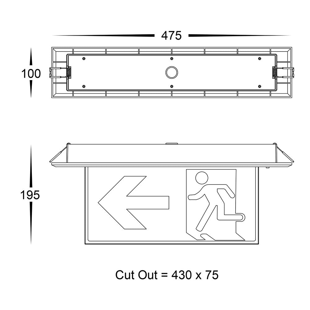 Slimline Recessed Exit Light - HCP-91305