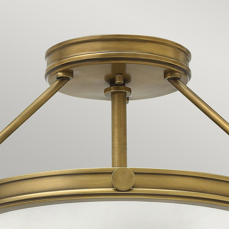 Collier Small Semi Flush Heritage Brass - HK-COLLIER-SF-S