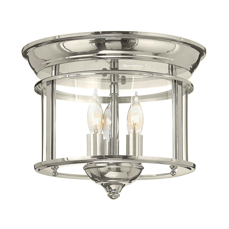 Gentry 3 Light Flush Mount Polished Nickel - HK-GENTRY-F-PN