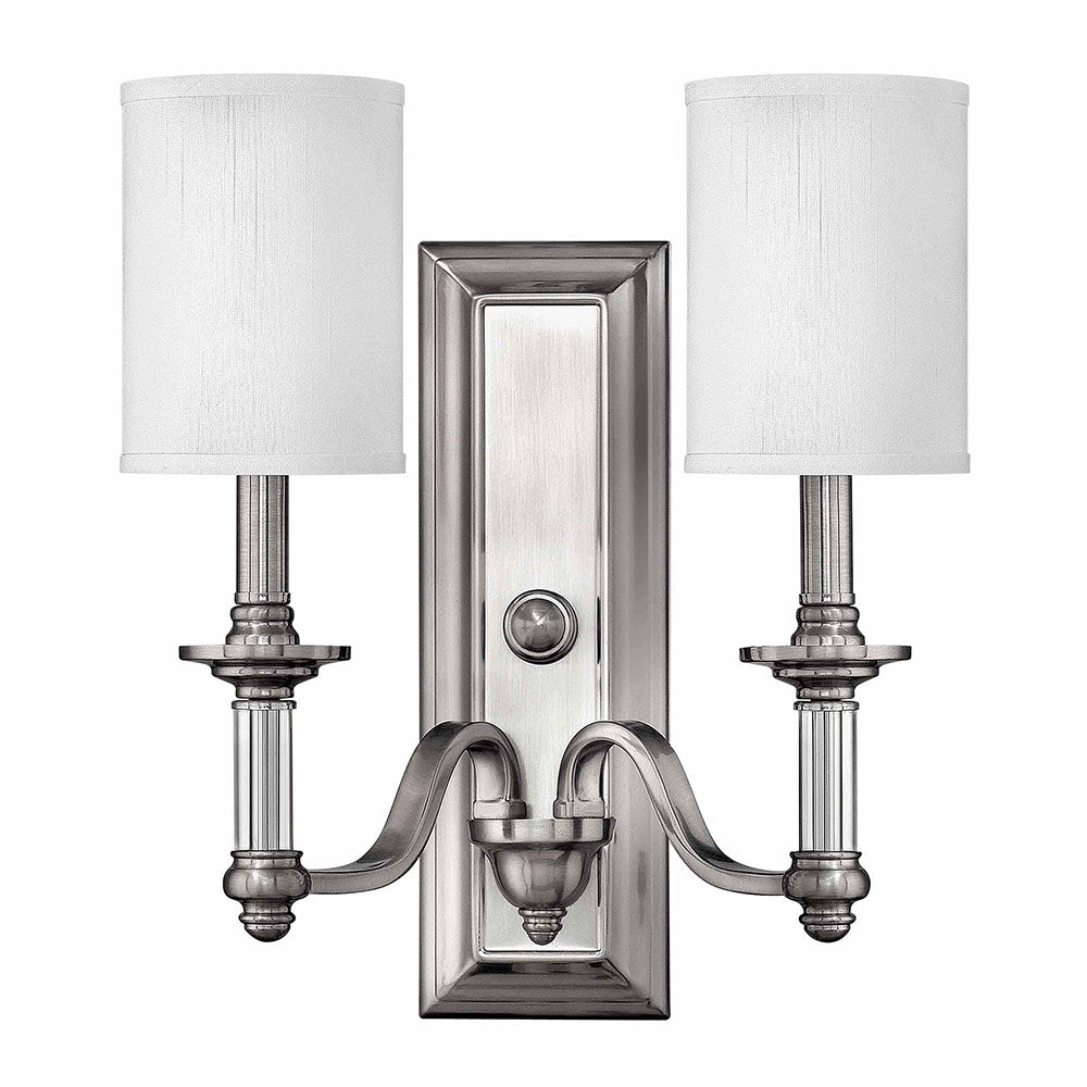 Sussex 2 Light Wall Light Brushed Nickel - HK-SUSSEX2