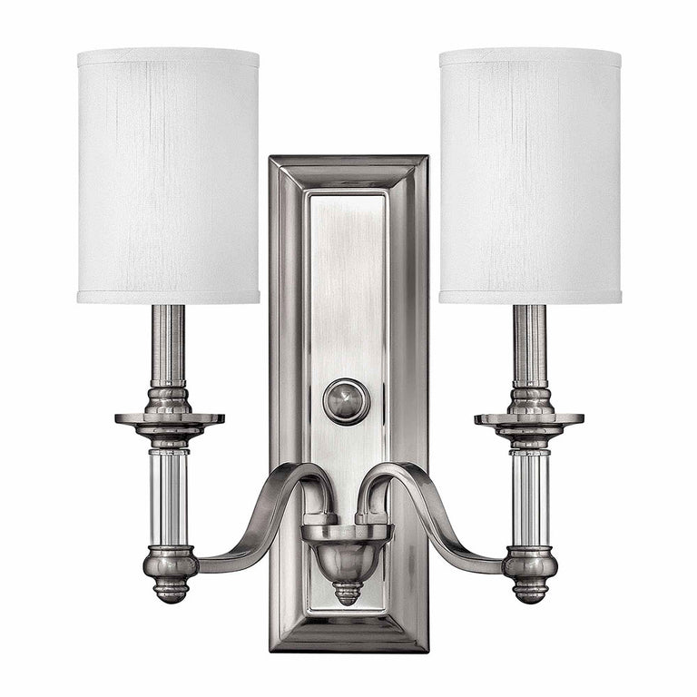 Sussex 2 Light Wall Light Brushed Nickel - HK-SUSSEX2