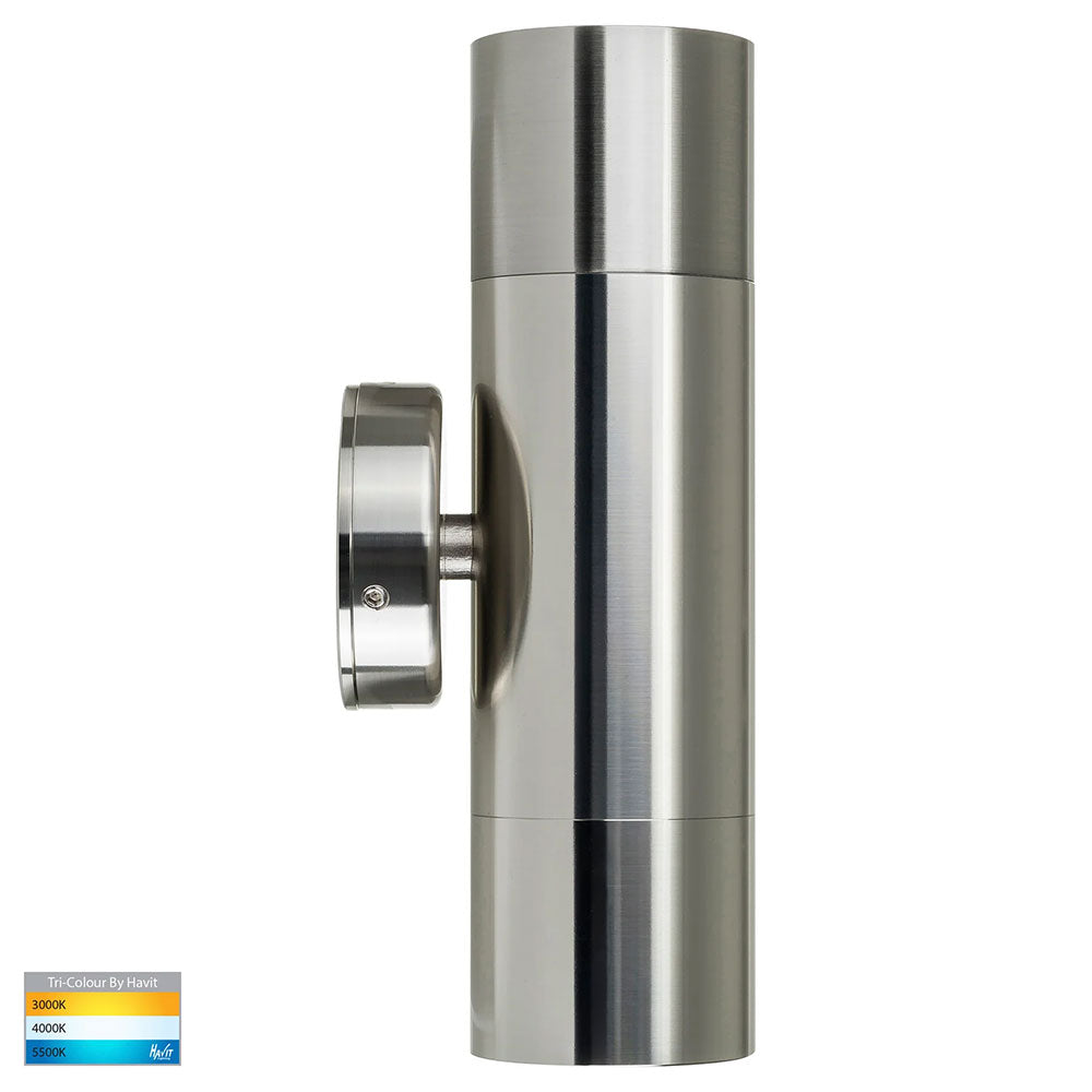 Tivah 2 x 9in1 CCT 240V GU10 LED Up / Down Wall Light 316 Stainless Steel - HV1005T