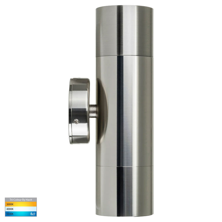 Tivah 2 x 9in1 CCT 240V GU10 LED Up / Down Wall Light 316 Stainless Steel - HV1005T