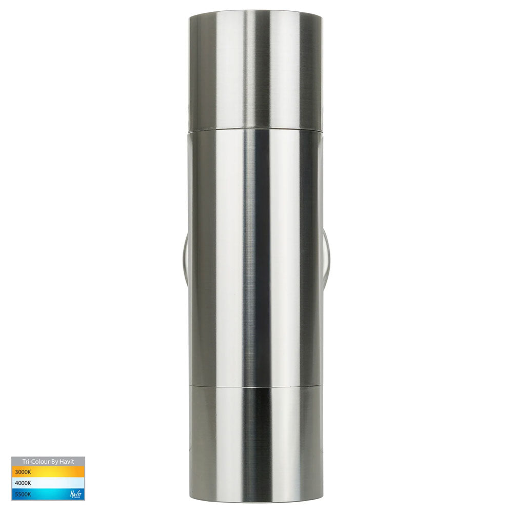 Tivah 2 x 9in1 CCT 240V GU10 LED Up / Down Wall Light 316 Stainless Steel - HV1005T