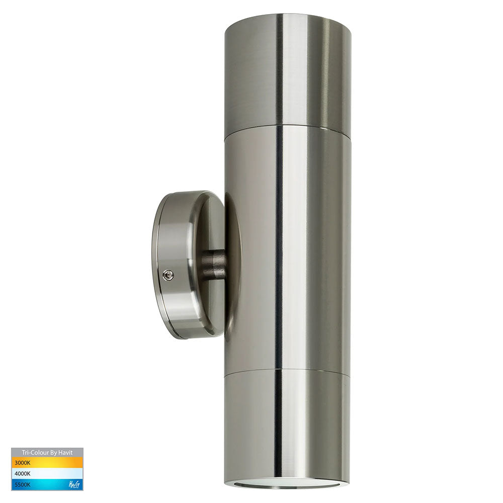 Tivah 2 x 5W CCT 240V GU10 LED Up / Down Wall Light 316 Stainless Steel - HV1007GU10T