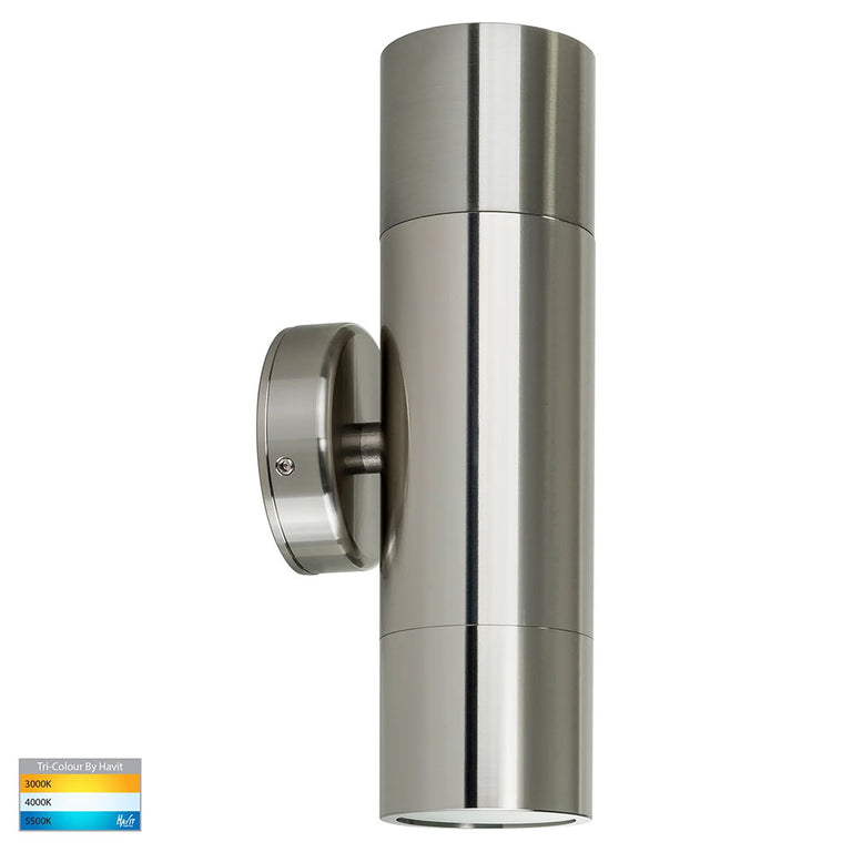 Tivah 2 x 5W CCT 240V GU10 LED Up / Down Wall Light 316 Stainless Steel - HV1007GU10T