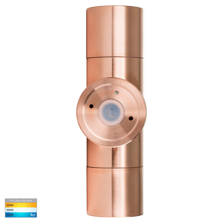 Tivah 2 x 5W CCT 240V GU10 LED Up / Down Wall Light Solid Copper - HV1017GU10T