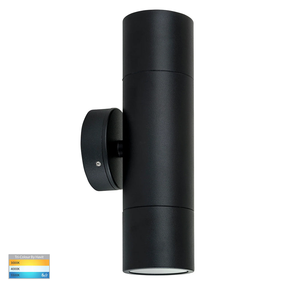 Tivah 2 x 9in1 240V GU10 LED Up / Down Wall Light Matt Black - HV1025T