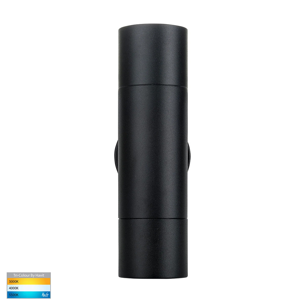 Tivah 2 x 9in1 240V GU10 LED Up / Down Wall Light Matt Black - HV1025T