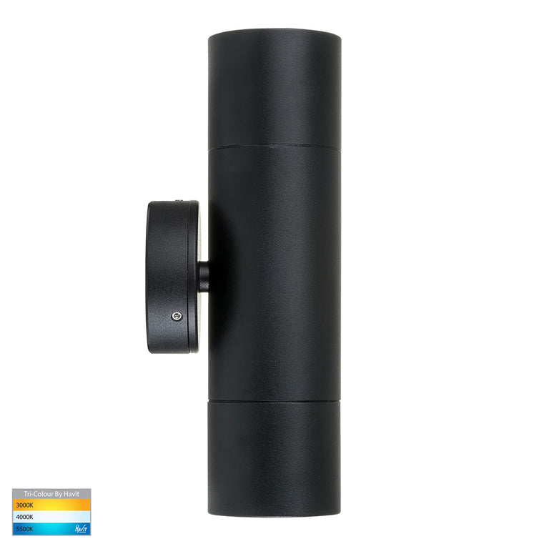 Tivah 2 x 9in1 240V GU10 LED Up / Down Wall Light Matt Black - HV1025T