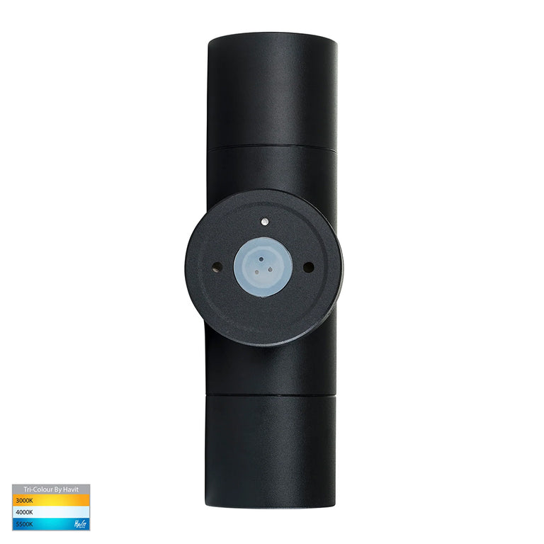 Tivah 2 x 9in1 240V GU10 LED Up / Down Wall Light Matt Black - HV1025T