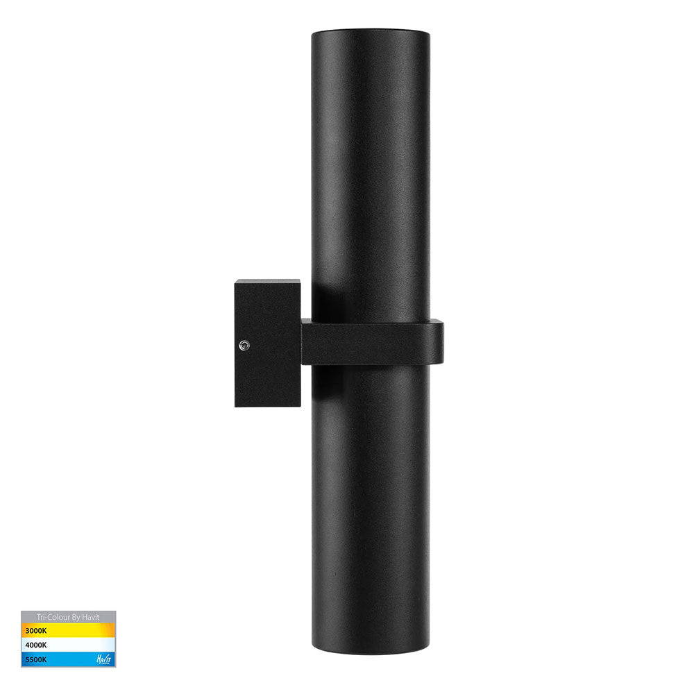 Luz 2 x 9in1 CCT 240V GU10 LED Up / Down Wall Light Black - HV10291T