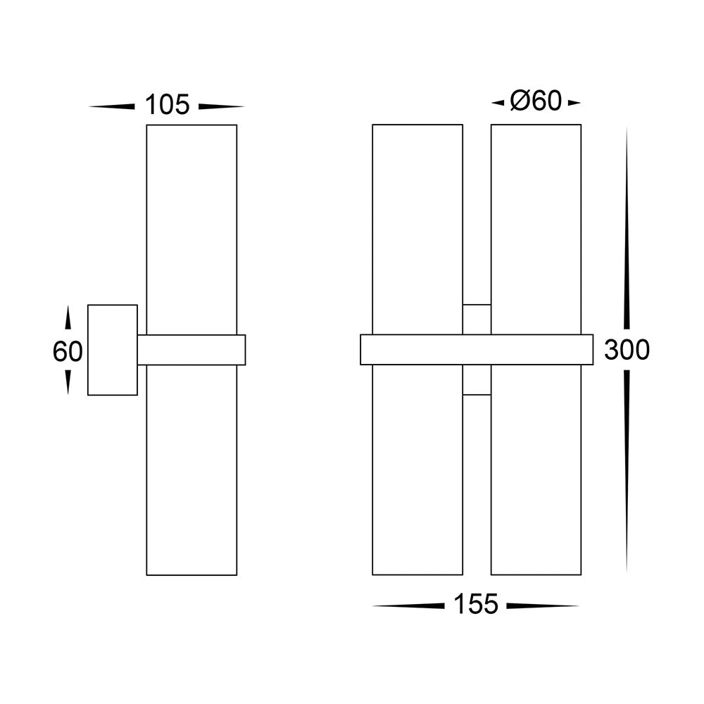 Luz 4 x 9in1 CCT 240V GU10 LED Up / Down Wall Light Solid Brass - HV10592T