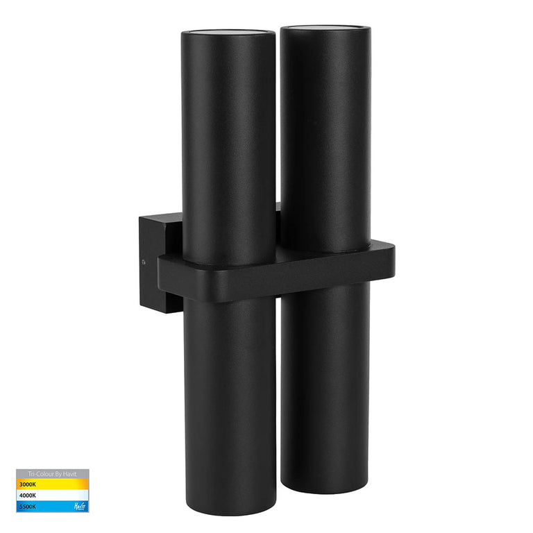 Luz 4 x 9in1 CCT 240V GU10 LED Up / Down Wall Light Black - HV10292T